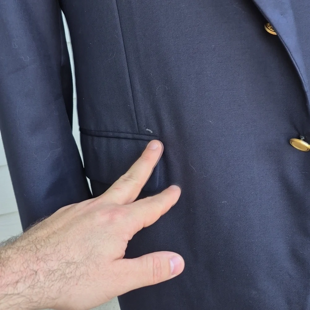 TOM JAMES Executive Collection Dark Navy Solid Bespoke Sz 50 L Mens Sport Coat - Picture 10 of 11